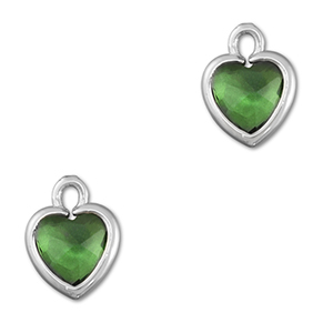 Hanger van Crystal glas heart Green-silver