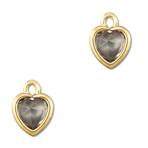 Hanger van Crystal glas heart Light grey-gold