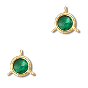 Crystal glas tussenstukken round Emerald green-gold