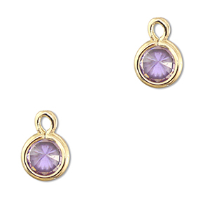 Hanger van Crystal glas round Light lilac-gold