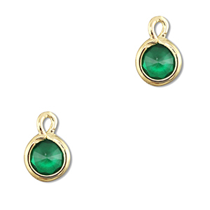 Hanger van Crystal glas round Emerald green-gold