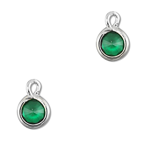 Hanger van Crystal glas round Emerald green-silver
