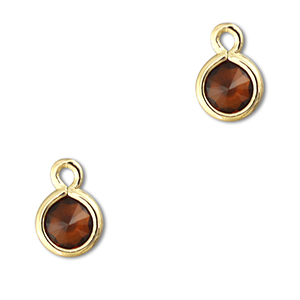 Hanger van Crystal glas round Orange brown-gold