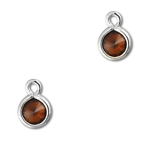 Hanger van Crystal glas round Orange brown-silver