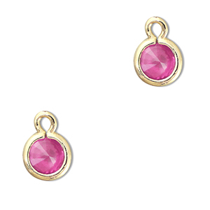 Hanger van Crystal glas round Dark pink-gold
