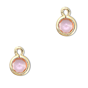 Hanger van Crystal glas round Light pink-gold