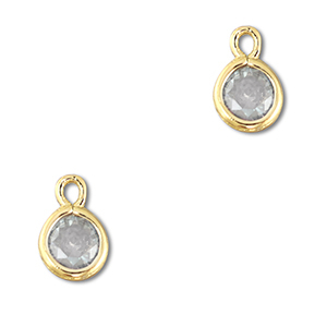 Hanger van Crystal glas round Light grey-gold