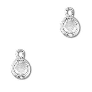 Hanger van Crystal glas round Transparent-silver
