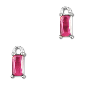 Hanger van Crystal glas rectangle Dark pink-silver