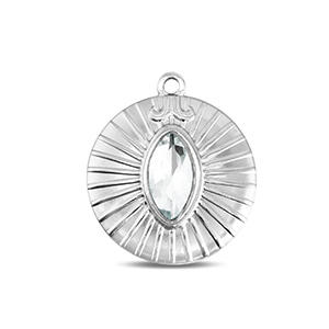 BY31&reg; Bedels van Stainless steel Roestvrij staal (RVS) round Silver-crystal
