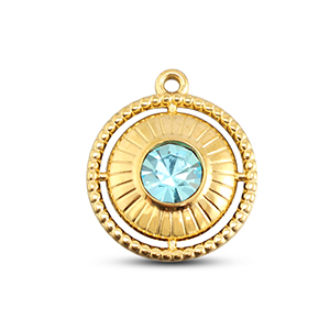 BY31&reg; Bedels van Stainless steel Roestvrij staal (RVS) round with ring Gold-aqua