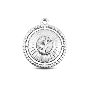 BY31&reg; Bedels van Stainless steel Roestvrij staal (RVS) round with ring Silver-crystal