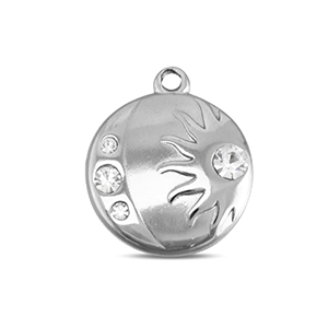 BY31&reg; Bedels van Stainless steel Roestvrij staal (RVS) round with moon & sun Silver