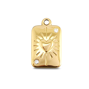 BY31&reg; Bedels van Stainless steel Roestvrij staal (RVS) card heart Gold