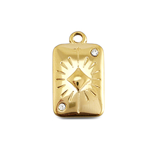 BY31&reg; Bedels van Stainless steel Roestvrij staal (RVS) card diamond Gold