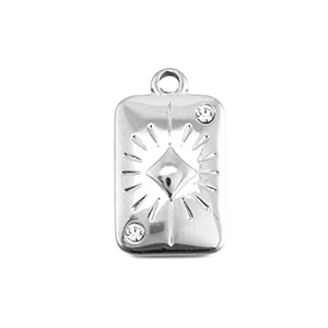 BY31&reg; Bedels van Stainless steel Roestvrij staal (RVS) card diamond Silver