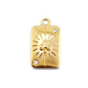 BY31&reg; Bedels van Stainless steel Roestvrij staal (RVS) card clover Gold