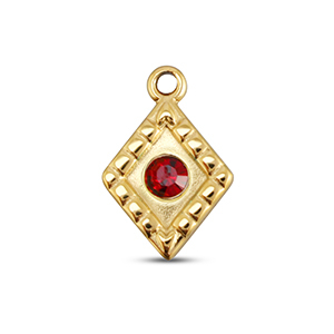 BY31&reg; Bedels van Stainless steel Roestvrij staal (RVS) rhombus Gold-ruby red