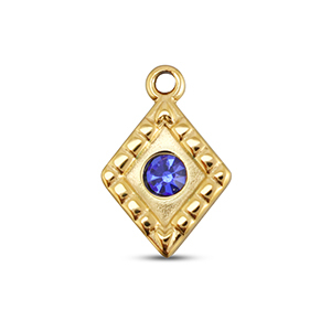 BY31&reg; Bedels van Stainless steel Roestvrij staal (RVS) rhombus Gold-sapphire blue