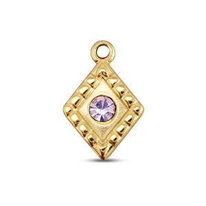 BY31&reg; Bedels van Stainless steel Roestvrij staal (RVS) rhombus Gold-light lilac