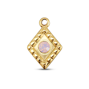 BY31&reg; Bedels van Stainless steel Roestvrij staal (RVS) rhombus Gold-soft pink opal
