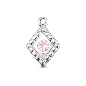 BY31&reg; Bedels van Stainless steel Roestvrij staal (RVS) rhombus Silver-soft pink opal