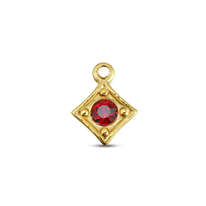 BY31&reg; Bedels van Stainless steel Roestvrij staal (RVS) rhombus Gold-ruby red