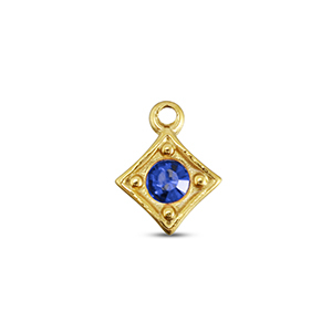 BY31&reg; Bedels van Stainless steel Roestvrij staal (RVS) rhombus Gold-sapphire blue