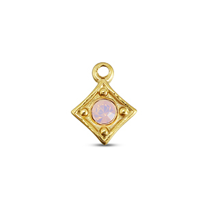 BY31&reg; Bedels van Stainless steel Roestvrij staal (RVS) rhombus Gold-soft pink opal