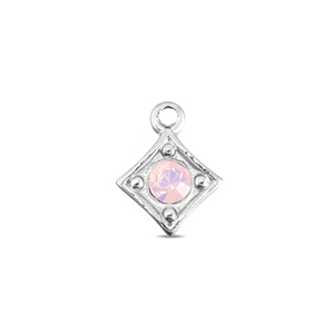 BY31&reg; Bedels van Stainless steel Roestvrij staal (RVS) rhombus Silver-soft pink opal