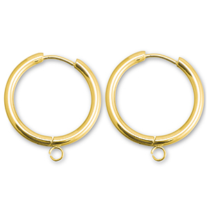 Oorbellen van Stainless steel Roestvrij staal (RVS) creolen met oog 23mm Gold