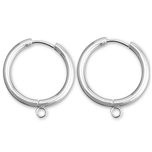 Oorbellen van Stainless steel Roestvrij staal (RVS) creolen met oog 21mm Silver