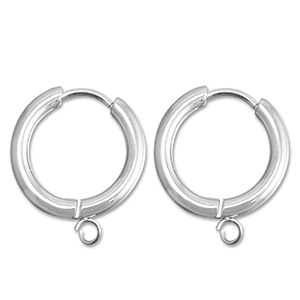 Oorbellen van Stainless steel Roestvrij staal (RVS) creolen met oog 17mm Silver