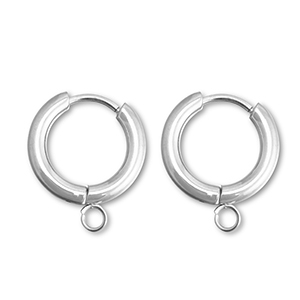 Oorbellen van Stainless steel Roestvrij staal (RVS) creolen met oog 15mm Silver