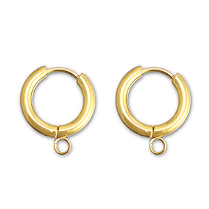 Oorbellen van Stainless steel Roestvrij staal (RVS) creolen met oog 13mm  Gold