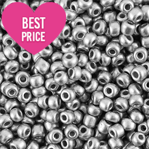 Rocailles 6/0 (4mm) Metallic shine silver
