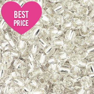 Rocailles 6/0 (4mm) Silverlined transparent