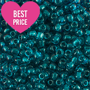 Rocailles 6/0 (4mm) Transparent petrol blue