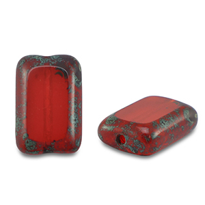 Tsjechische kralen TCB rectangle 12x8mm Transparent red