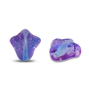 Tsjechische kralen lily flower 9x8mm Transparent blue-purple