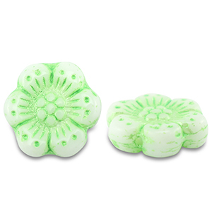 Tsjechische kralen boho flower 14mm Light green