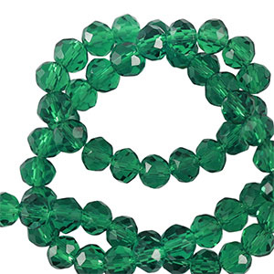 Facet kralen top quality disc 6x4mm Petrol green