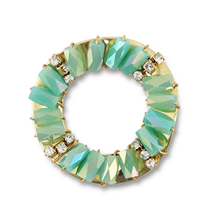Hanger van facet round Turquoise AB-ocean green AB-gold