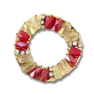 Hanger van facet round Red-transparent AB-gold