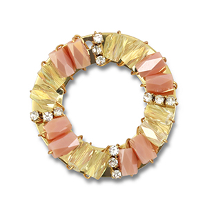 Hanger van facet round Peach pink AB-transparent AB-gold