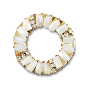 Hanger van facet round White AB-white transparent AB-gold