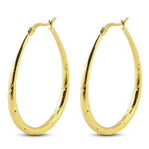 Oorbellen van Stainless steel Roestvrij staal (RVS) creolen oval Gold