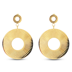 Oorbellen van Stainless steel Roestvrij staal (RVS) oorstekers round Gold