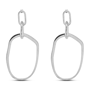 Oorbellen van Stainless steel Roestvrij staal (RVS) oorstekers irregular Silver