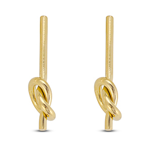 Oorbellen van Stainless steel Roestvrij staal (RVS) oorstekers knot Gold
